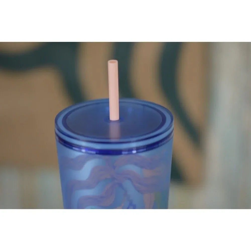 Starbucks Blue Floral Soft Touch Cold Cup Venti 24oz
